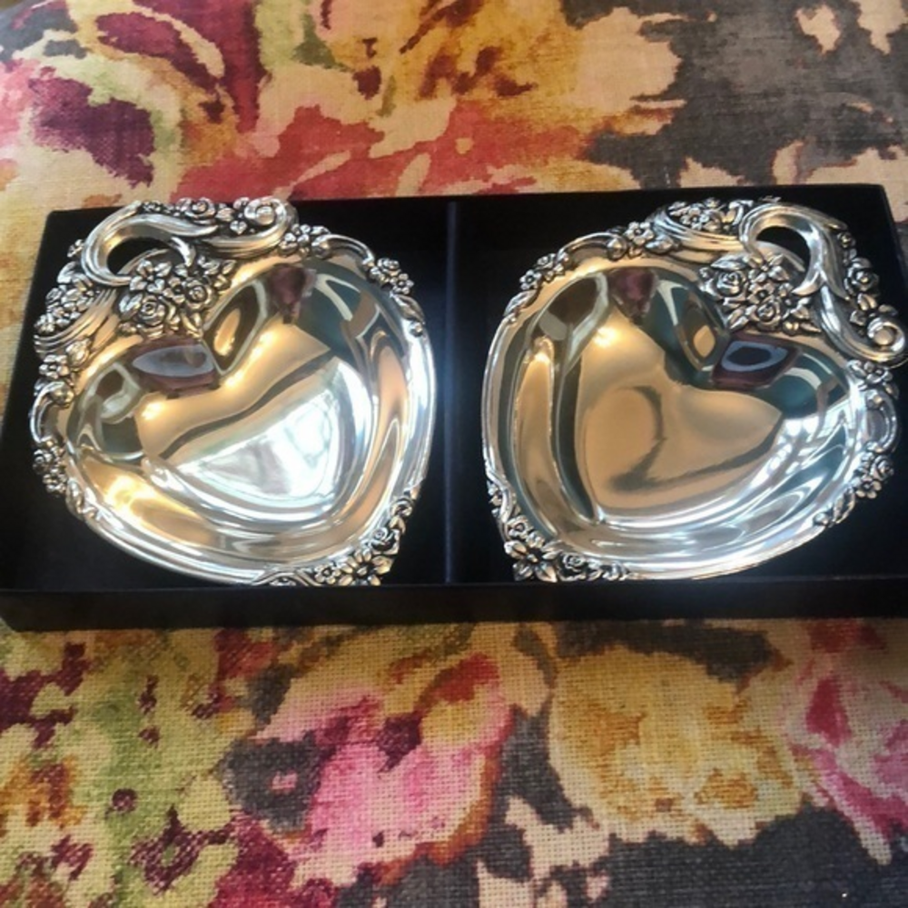 Twin heart bonbons in silver‎ plating IOB